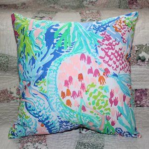 Handmade Lilly Pulitzer Inspired Mermaid's Cove Fabric 12" Throw Pillow